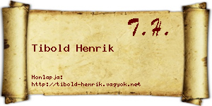 Tibold Henrik névjegykártya